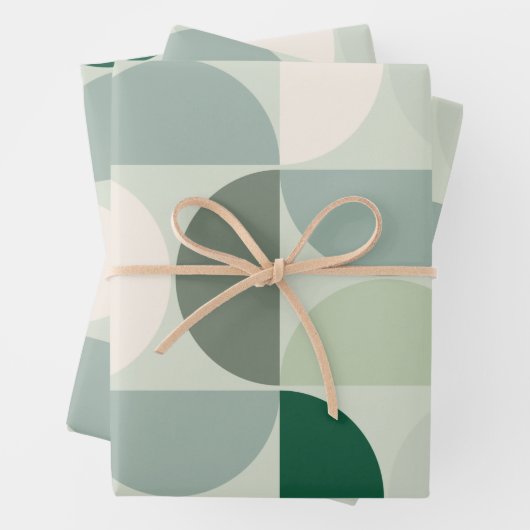 Midden-eeuwse moderne Abstracte patroonsleuf groen Inpakpapier Vel (In situ)