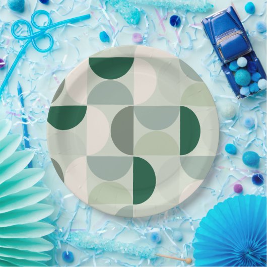 Midden-eeuwse moderne Abstracte patroonsleuf groen Papieren Bordje (Feest)