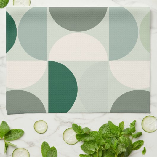 Midden-eeuwse moderne Abstracte patroonsleuf groen Theedoek (Gevouwen)