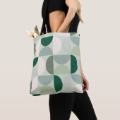 Midden-eeuwse moderne Abstracte patroonsleuf groen Tote Bag (Dichtbij)