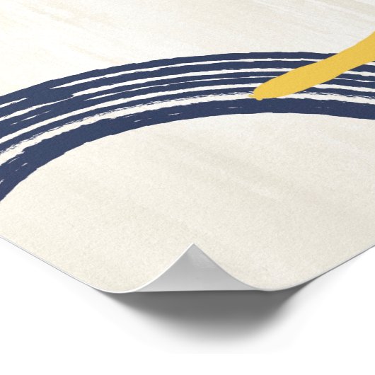 Midden-eeuwse moderne Abstracte Poster-Blauwe Geel Poster (Hoek)