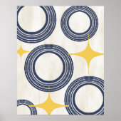 Midden-eeuwse moderne Abstracte Poster-Blauwe Geel Poster (Voorkant)