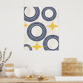 Midden-eeuwse moderne Abstracte Poster-Blauwe Geel Poster (Keuken)