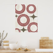 Midden-eeuwse moderne Abstracte Poster-Rode grijs Poster (Keuken)