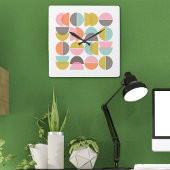 Midden-eeuwse moderne Abstracte retro vormen Vierkante Klok