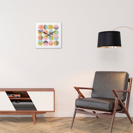 Midden-eeuwse moderne Abstracte retro vormen Vierkante Klok