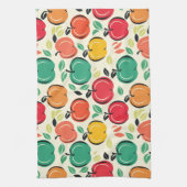 Midden-Eeuwse Moderne Appel Retro Boomgaard Theedoek (Verticaal)