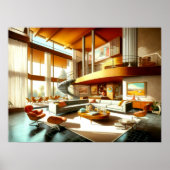 Midden-eeuwse moderne architecturale binnenhuistek poster (Voorkant)