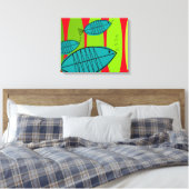 Midden-eeuwse moderne Artsy 3 viszwemmen Canvas Afdruk (Insitu (Slaapkamer))