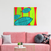 Midden-eeuwse moderne Artsy 3 viszwemmen Canvas Afdruk (Insitu (Woonkamer))
