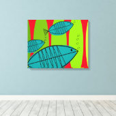 Midden-eeuwse moderne Artsy 3 viszwemmen Canvas Afdruk (Insitu (Houten vloer))