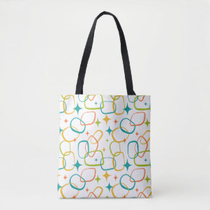 Midden-eeuwse moderne atomaire sprankel retro bood tote bag