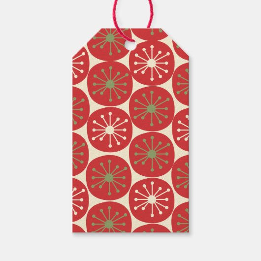 Midden-eeuwse moderne atomaire Stippen Retro Chris Cadeaulabel (Voorkant)