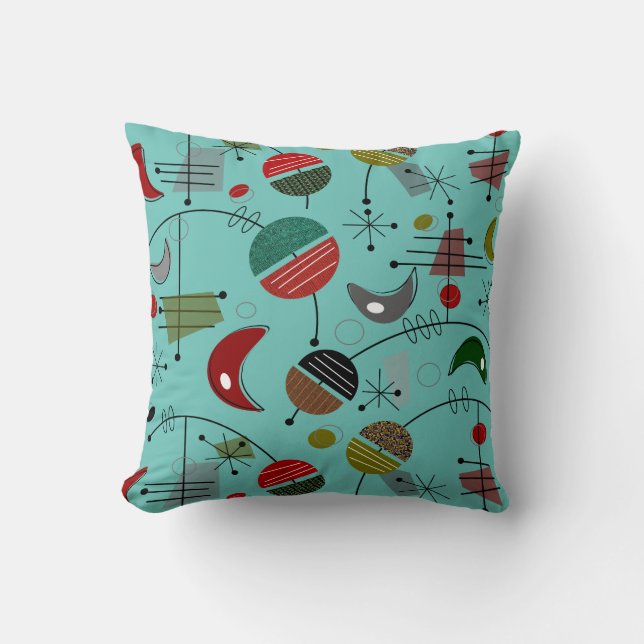 Midden-eeuwse moderne atoomAbstract Kussen (Voorkant)