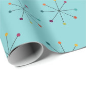 Midden-eeuwse moderne atoomAqua Blue Pattern Cadeaupapier (Rol Hoek)