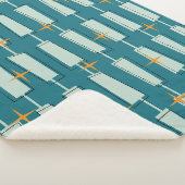 Midden-eeuwse moderne atoomblokken Blauwgroen, Aqu Sherpa Deken (3/4)