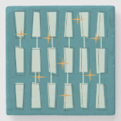 Midden-eeuwse moderne atoomblokken Blauwgroen, Aqu Stenen Onderzetter (Voorkant)