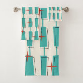 Midden-eeuwse moderne atoomblokken Blauwgroen, crè Bad Handdoek (Insitu)