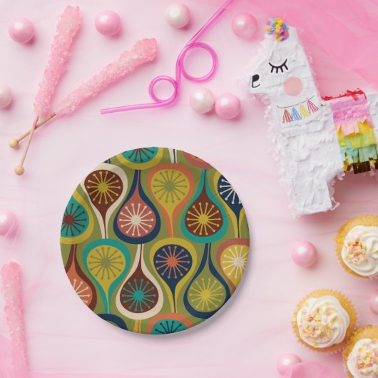 Midden-eeuwse moderne atoomdruppels Retropatropatr Papieren Bordje (Feest)