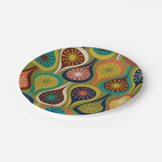 Midden-eeuwse moderne atoomdruppels Retropatropatr Papieren Bordje (Gekanteld)