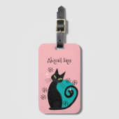 Midden-eeuwse moderne atoomkattenretro-adres bagagelabel (Voorkant (verticaal))