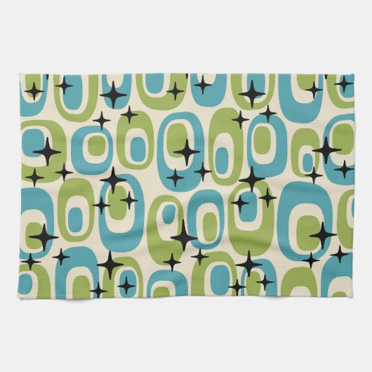 Midden-eeuwse moderne atoompatroon theedoek (Horizontaal)