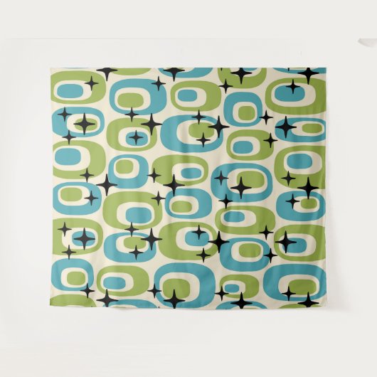 Midden-eeuwse moderne atoompatroon wandkleed (Voorkant (horizontaal))