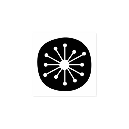 Midden-eeuwse moderne atoompunt Retro 50s Rubberstempel (Afrduk)