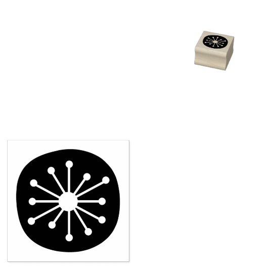 Midden-eeuwse moderne atoompunt Retro 50s Rubberstempel (Gestempeld)