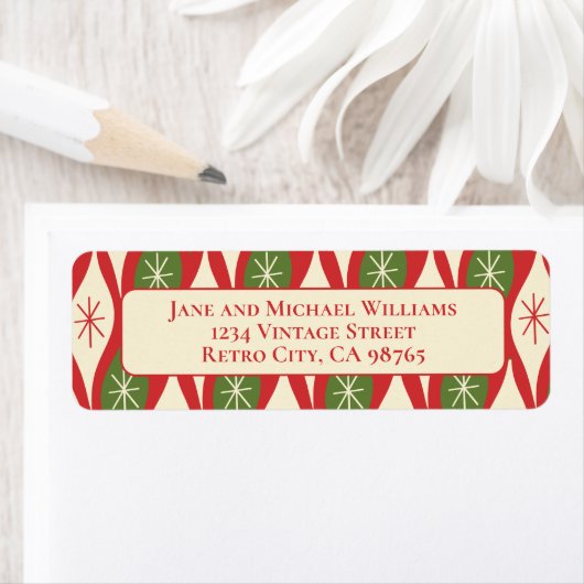 Midden-eeuwse moderne atoomsterren Retro  Xmas Etiket (Insitu)