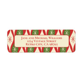 Midden-eeuwse moderne atoomsterren Retro Xmas Etiket