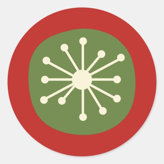 Midden-eeuwse moderne atoomstip Schattige retro ke Ronde Sticker (Voorkant)