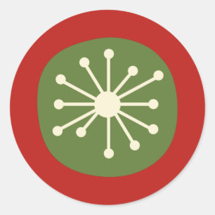 Midden-eeuwse moderne atoomstip Schattige retro ke Ronde Sticker