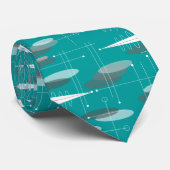 Midden-eeuwse moderne atoomStropdas Blauwgroen Stropdas (Opgerold)
