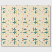 Midden-eeuwse moderne atoomtijdperk begint turquoi cadeaupapier (Vlak)