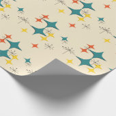 Midden-eeuwse moderne atoomtijdperk begint turquoi cadeaupapier (Hoek)