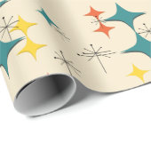 Midden-eeuwse moderne atoomtijdperk begint turquoi cadeaupapier (Rol Hoek)