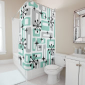 Midden-eeuwse moderne atoomtijdperk douchegordijn (In situ)