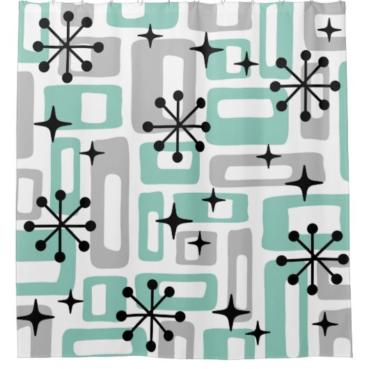 Midden-eeuwse moderne atoomtijdperk douchegordijn (Voorkant)