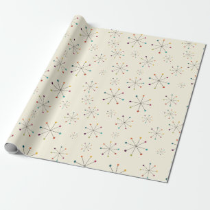 Midden-eeuwse moderne atoomtijdperk, roompatroon cadeaupapier