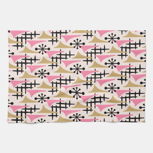 Midden-eeuwse moderne atoomtijdperk theedoek (Horizontaal)