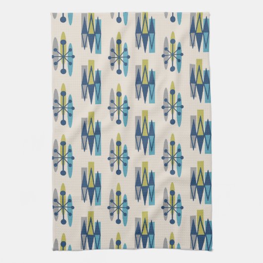 Midden-eeuwse moderne atoomtijdperk theedoek (Verticaal)