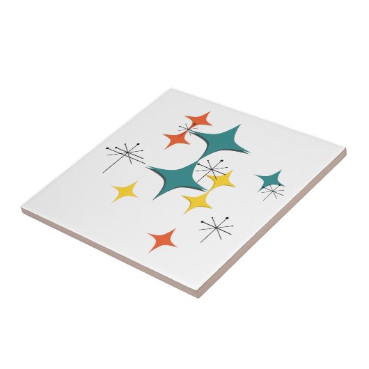 Midden-eeuwse moderne atoomtijdperk: Turquoise Tegeltje (Zijkant)