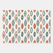 Midden-eeuwse moderne atoomvormen Rood, Aqua, Blau Inpakpapier Vel (Voorkant 3)