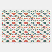 Midden-eeuwse moderne atoomvormen Rood, Aqua, Blau Inpakpapier Vel (Voorkant 2)