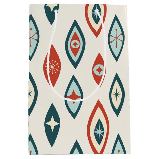 Midden-eeuwse moderne atoomvormen Rood, Aqua, Blau Medium Cadeauzakje (Voorkant)