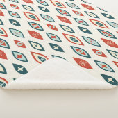 Midden-eeuwse moderne atoomvormen Rood, Aqua, Blau Sherpa Deken (3/4)