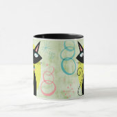 Midden-eeuwse moderne atoomzwarte kat ver weg mok (Midden)