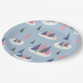 Midden-eeuwse moderne besneeuwde bomen papieren bordje (Gekanteld)