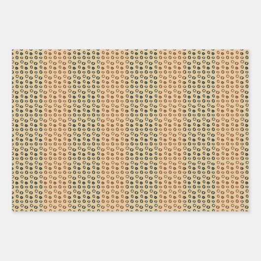 Midden-eeuwse moderne bloemige Oranje blauwe cirke Inpakpapier Vel (Voorkant 2)